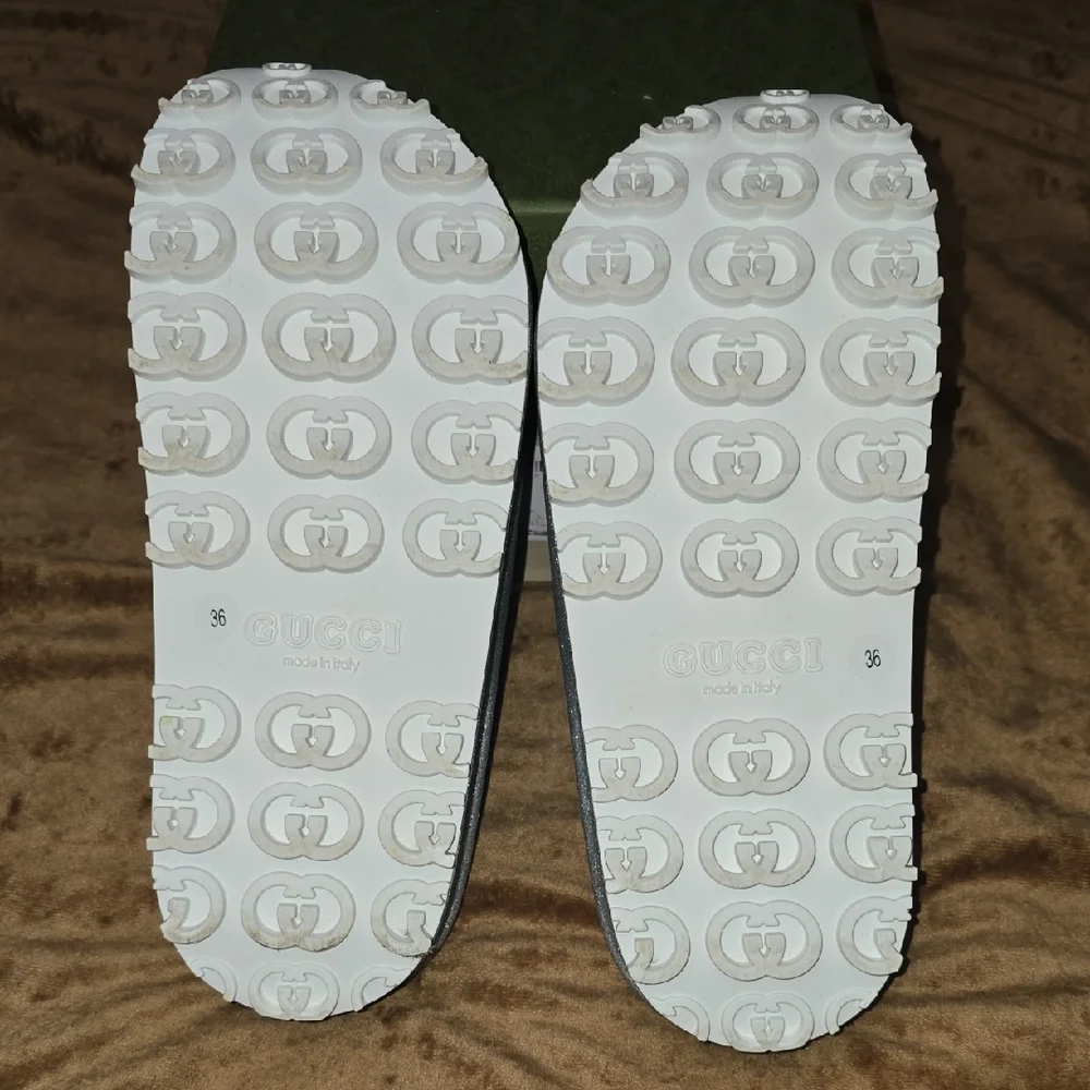 Gucci Glitter RubnerSandals with Embossed GG Logo Size 36(6) Womans - Picture 7 of 11